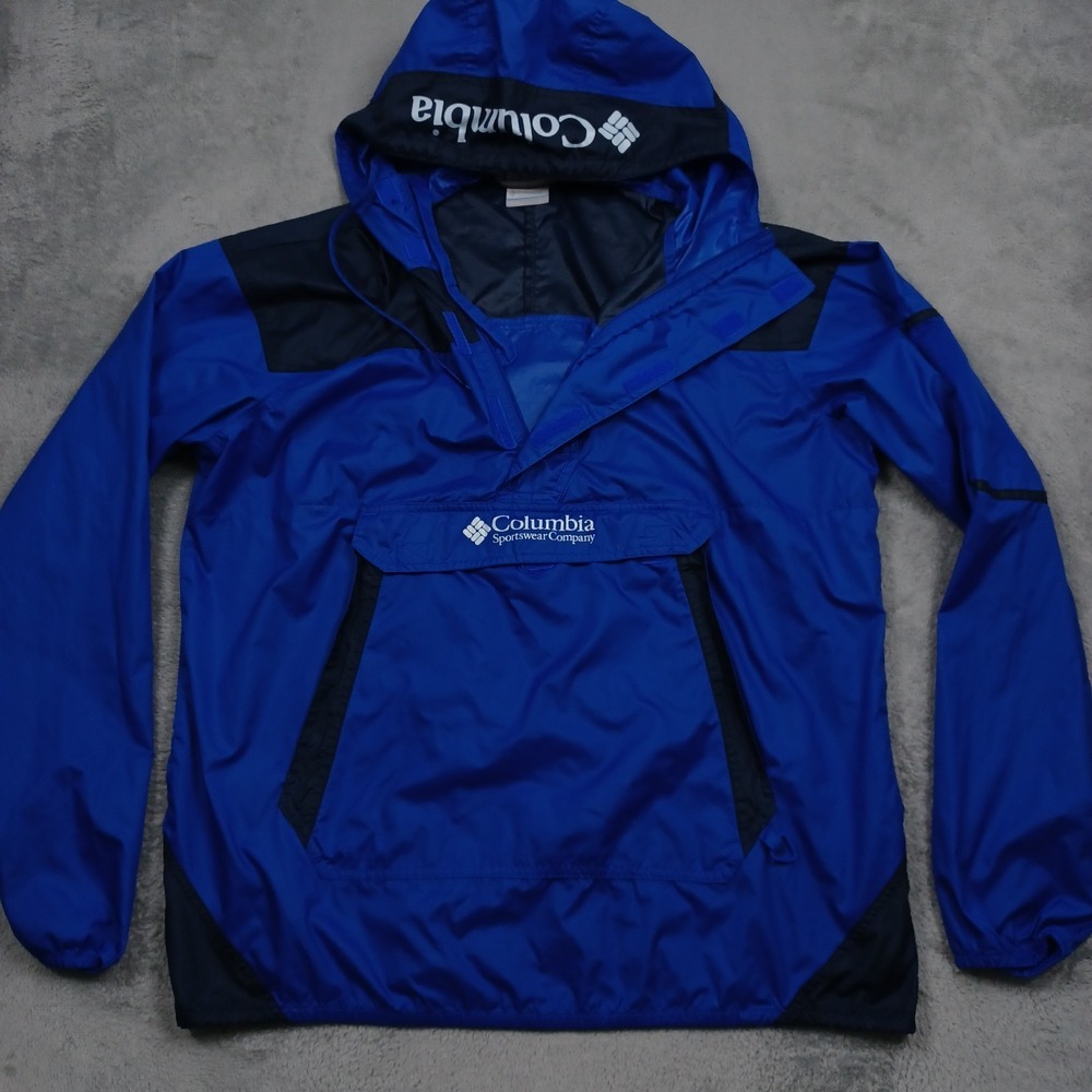 Columbia Pullover Mens Large Blue‎ Lightweight Outdoor Hooded Pockets